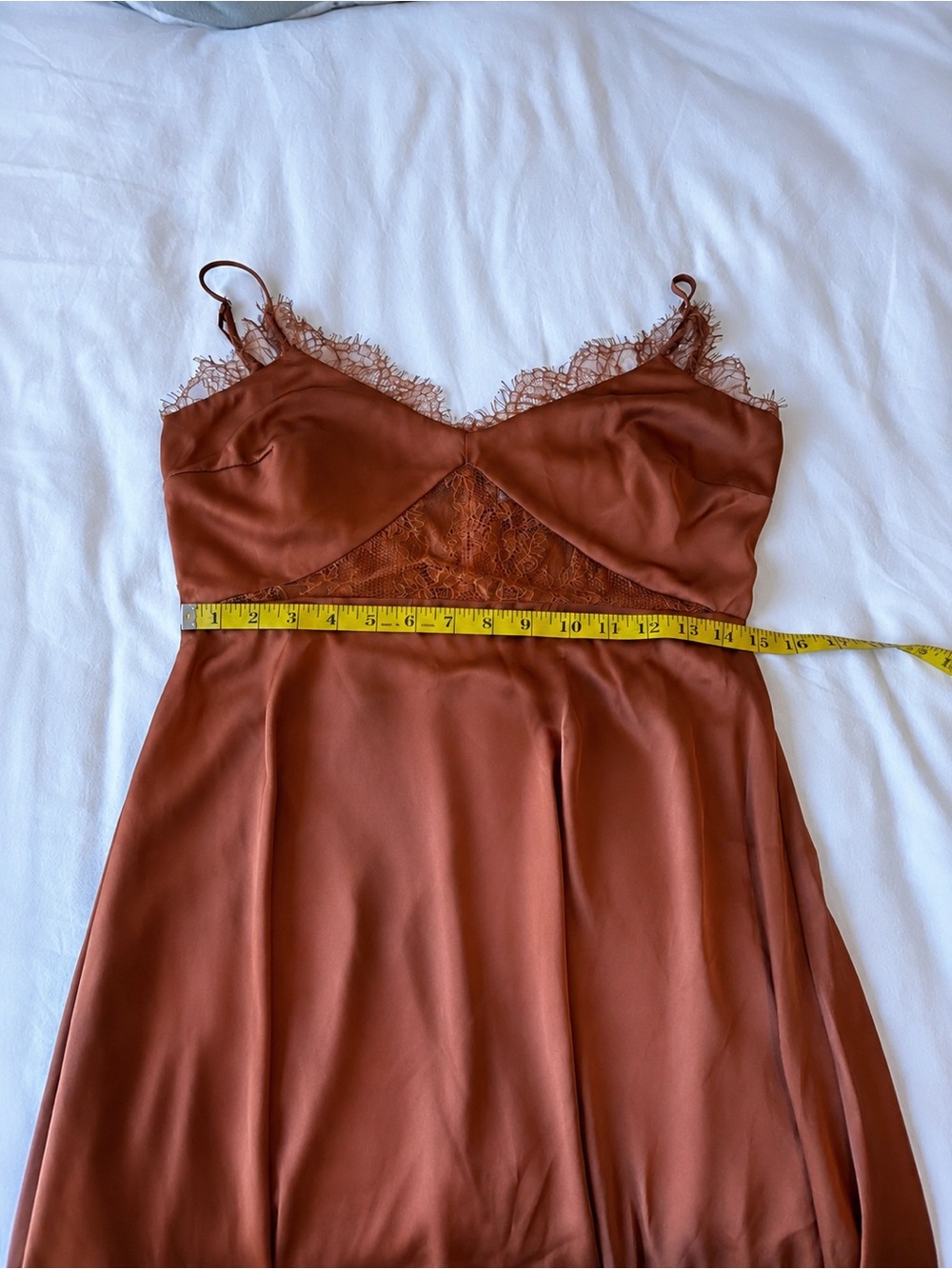 Petal & Pup Ariel Brown Satin Lace Midi Dress Size 8 NWT - Picture 8 of 11
